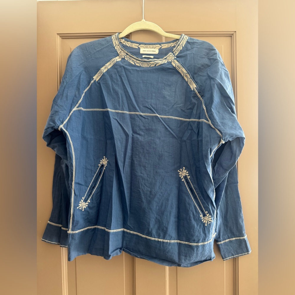 Isabel Marant Étoile Blue Top with Embroidery